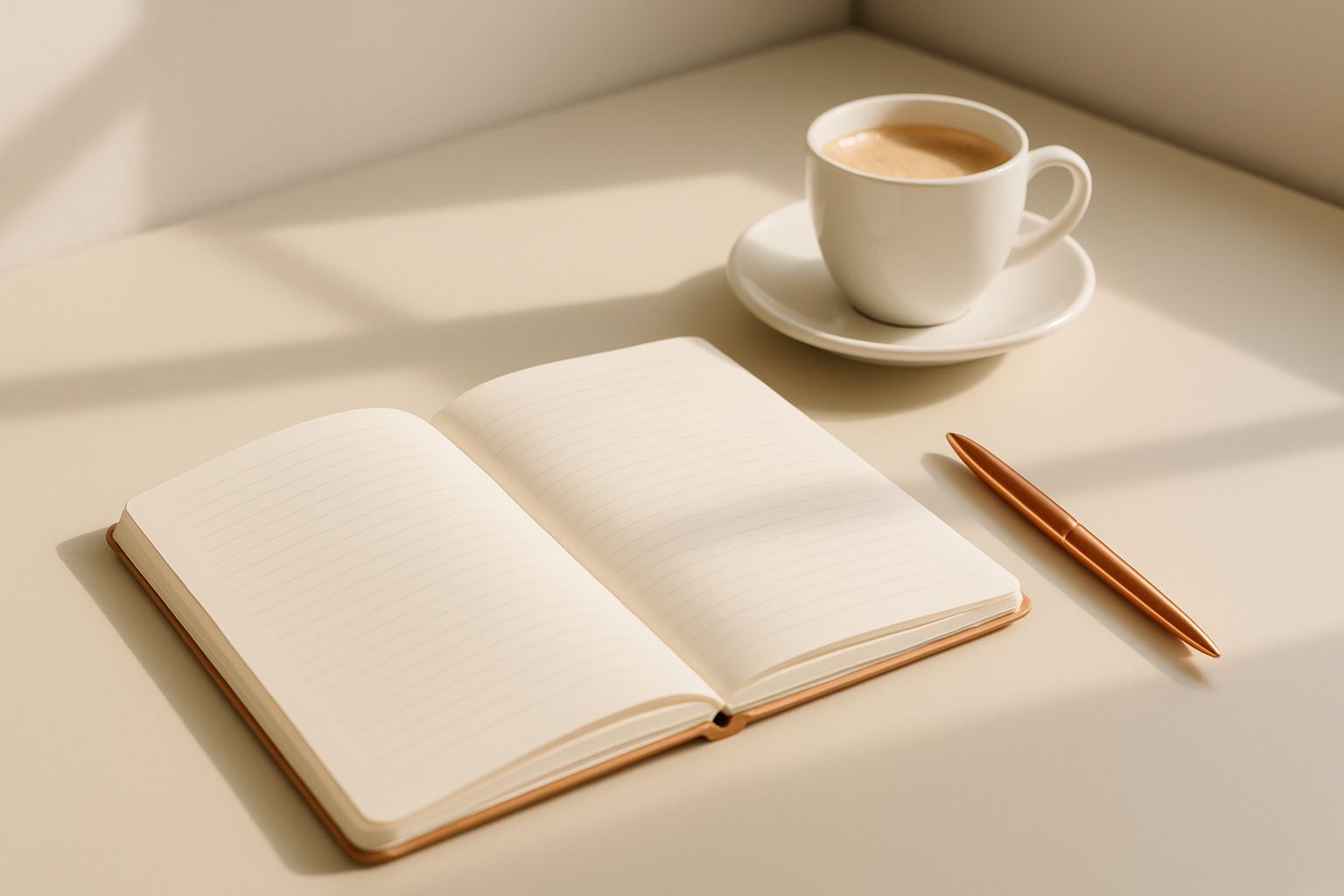 Notebook and coffee